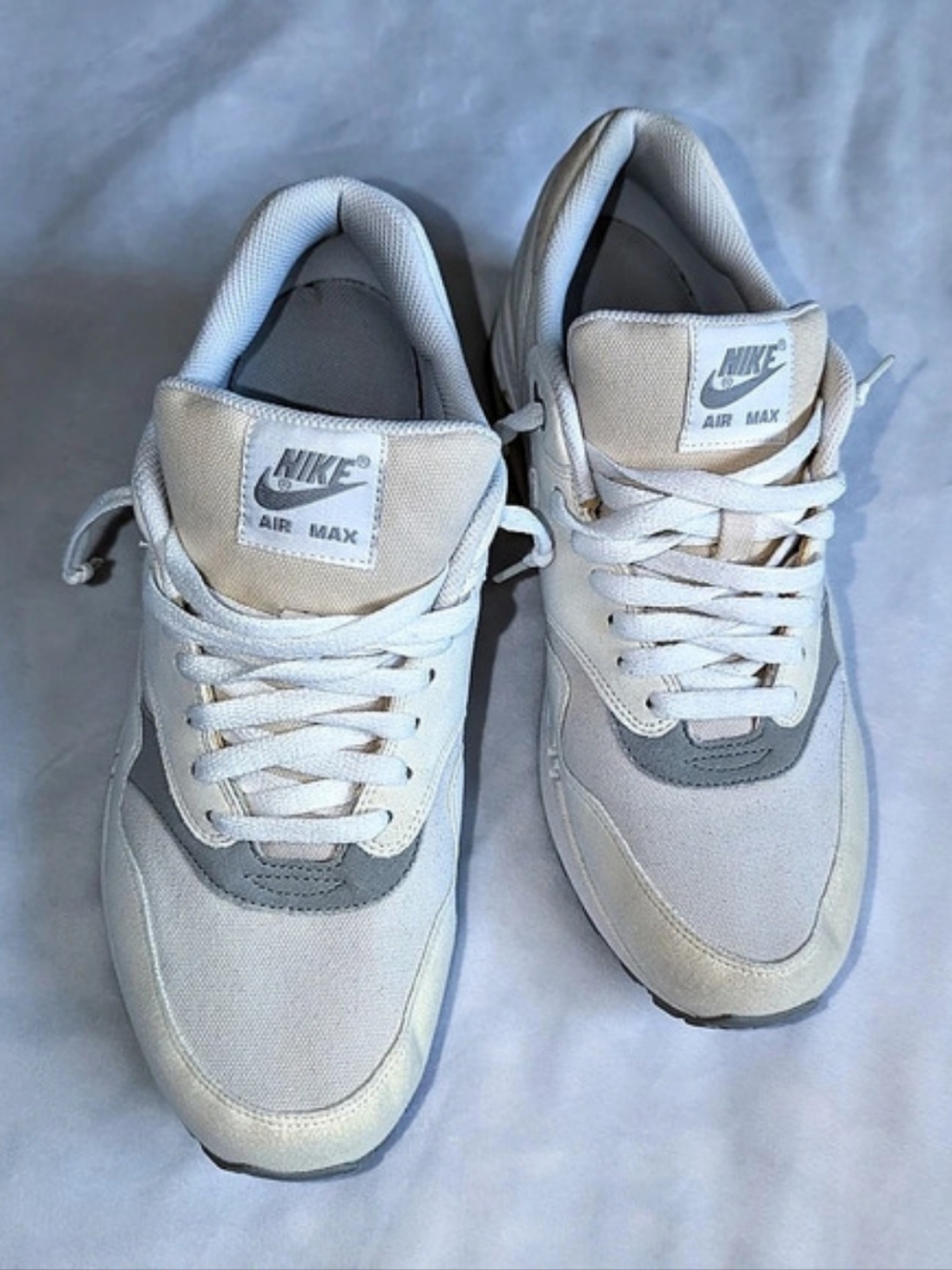 Nike Air Max 1 Sail Neutral Grey Canvas Retro Sneakers Mens Size 11/Womens 12.5